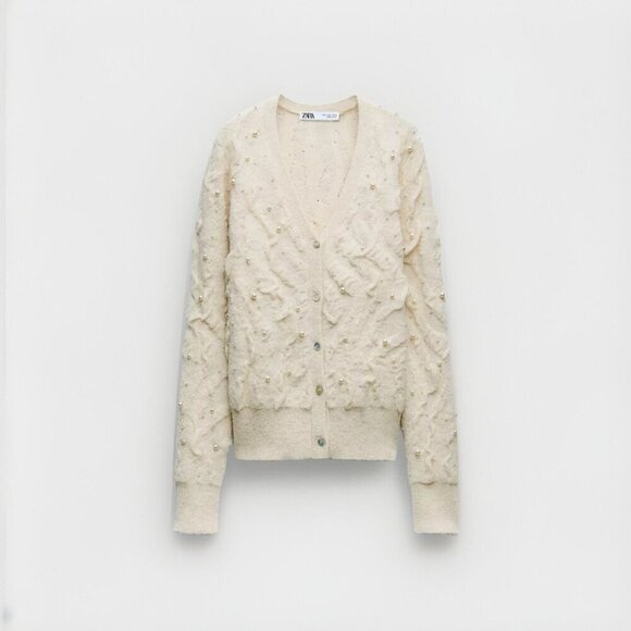 Zara Cream Sweater Cardigan - Picture 4 of 10